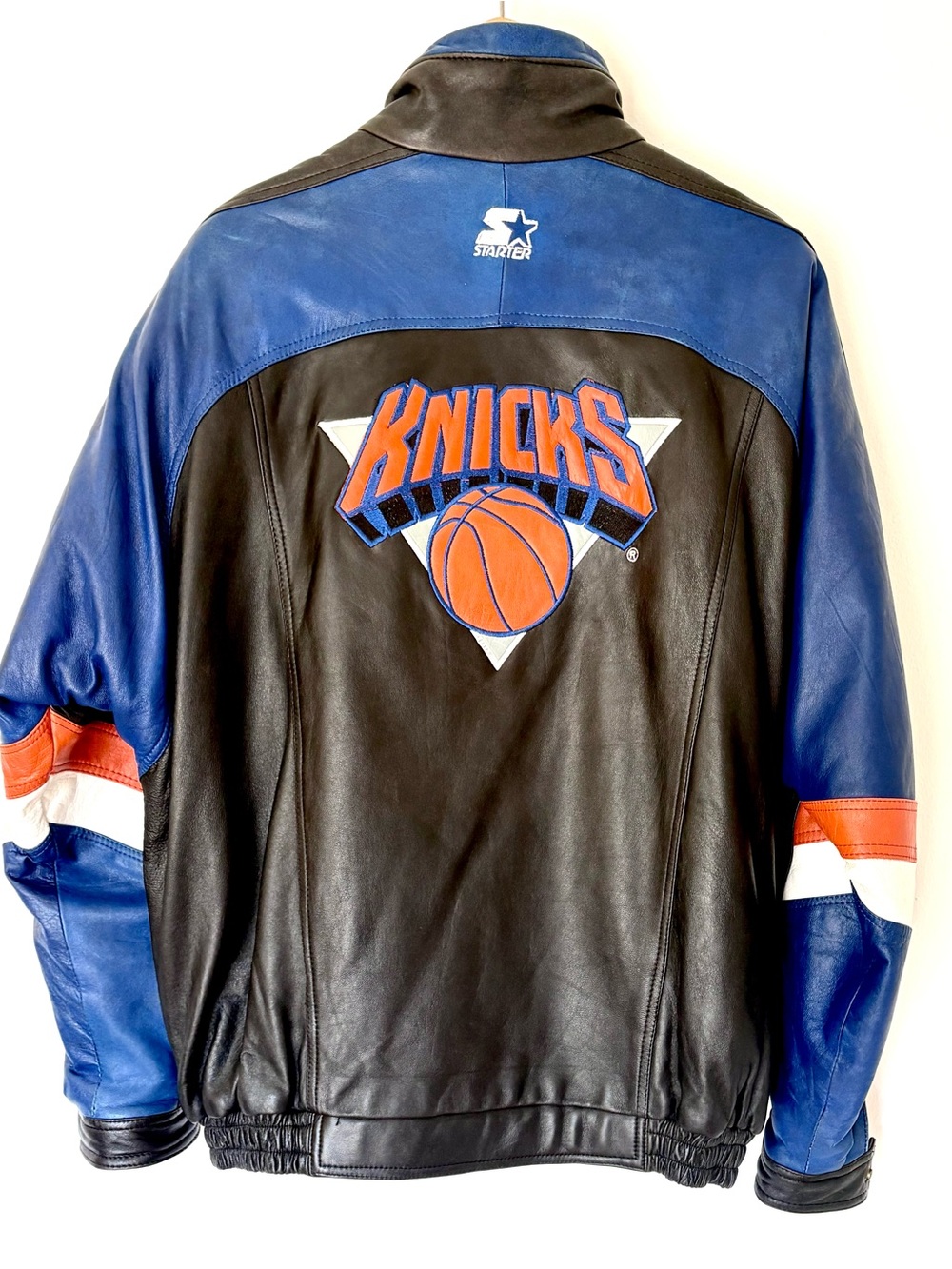 KNICKS Vintage 90’s Leather Zip Up Starter Jacket L 2026 NBA Basketball Champs